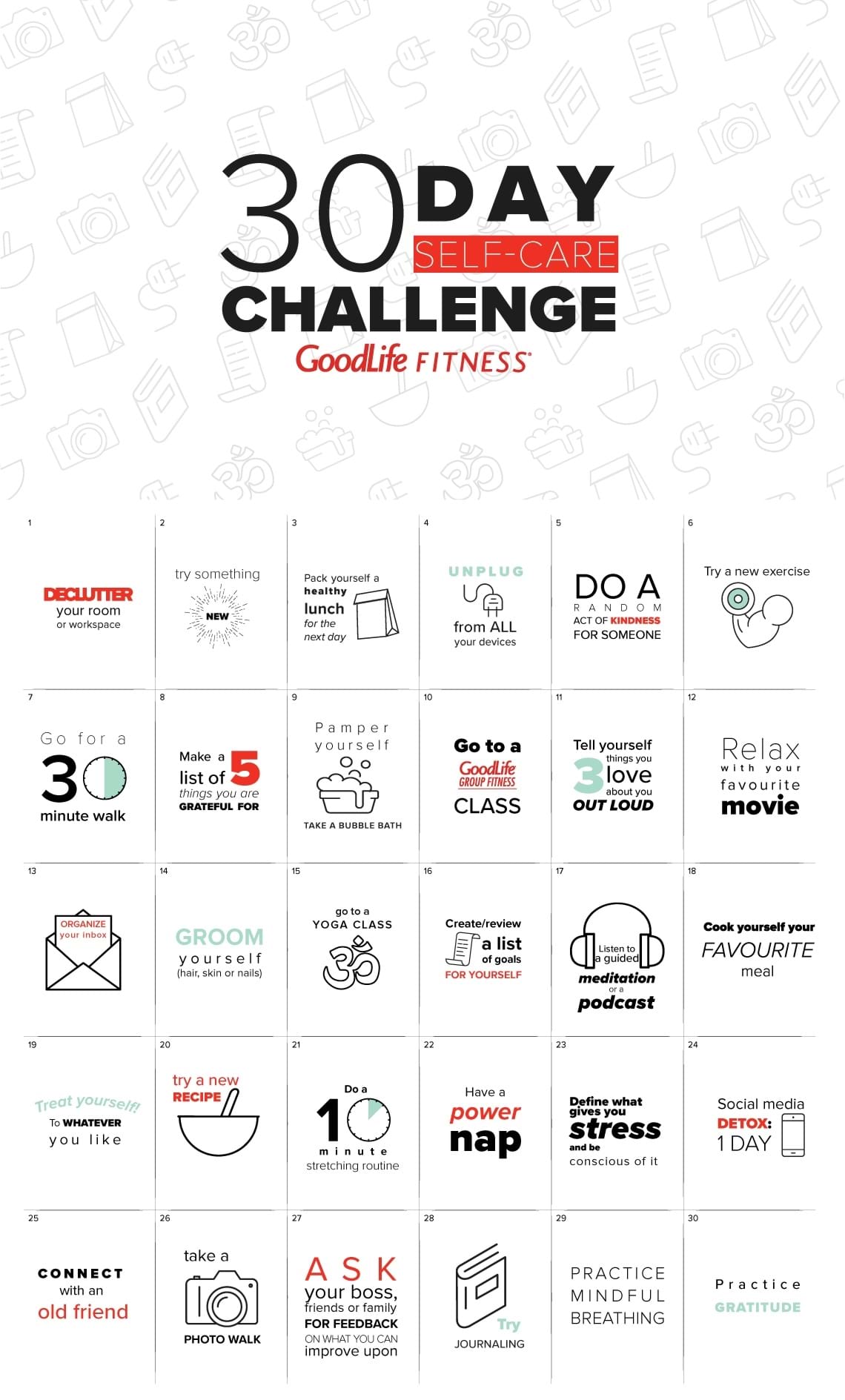 30day selfcare challenge The GoodLife Fitness Blog